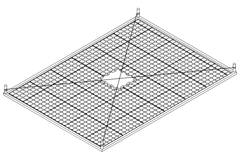 Le croquis montrant comment déterminer le centre exact de la surface pour commencer la pose de dalles.