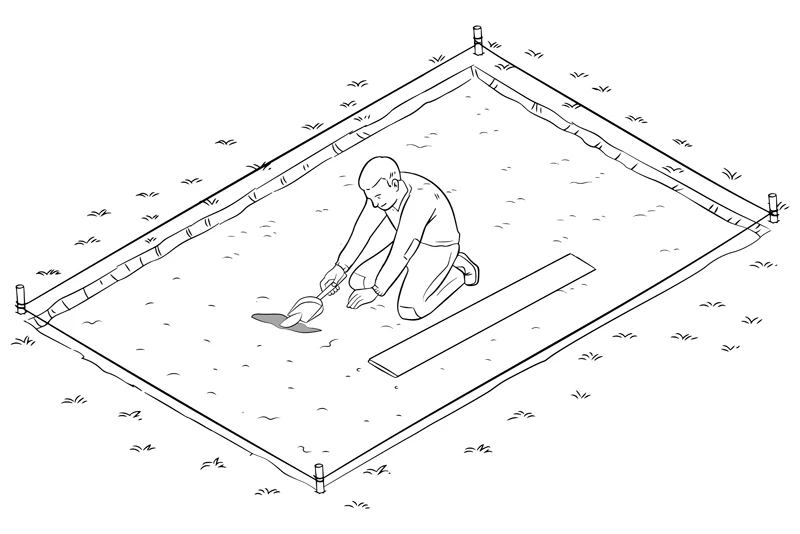 Le croquis montrant comment  créer une couche de base pour les dalles WARCO.