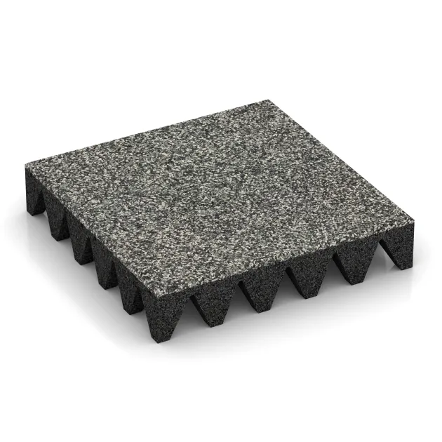 Dalle amortissante 10 cm - EN 1177 ≤ 300 cm de WARCO en couleur Granit classique au format 500 x 500 x 100 mm. La photo de l’article 5644 dans la vue complète de face.