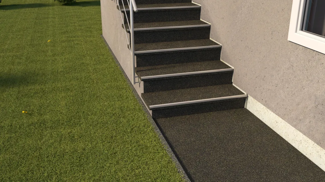 Beispielhafte Verlegung für den Artikel 0986 von WARCO - Carreau d’escalier, Farbton Jaune doux moucheté in der Abmessung 485 x 485 x 16 mm.
