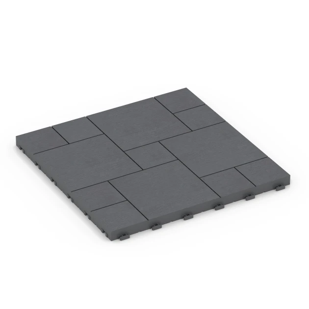 Motif bloc – Dalle clipsable de WARCO en couleur Gris argent au format 38,5 x 38,5 x 2 cm. La photo de l’article 6330 dans la vue complète de face.