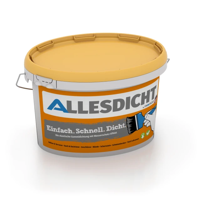 ALLESDICHT – Étanchéité de WARCO en couleur Gris au format 3 kg | 0,9 m². La photo de l’article 0033 dans la vue complète de face.