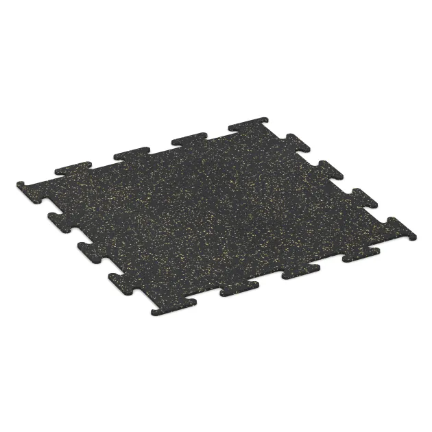 Revêtement sportif Fitness Performance Elite de WARCO en couleur Jaune doux moucheté au format 1000 x 1000 x 10 mm. La photo de l’article 3752 dans la vue complète de face.