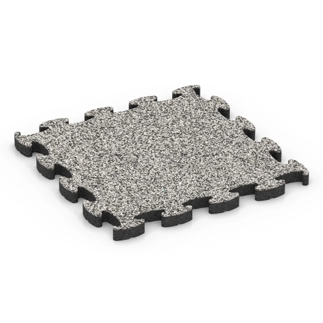 Dalle amortissante puzzle de WARCO en couleur Granit gris au format 46 x 46 × 2,8 cm. La photo de l’article 6932 dans la vue complète de face.
