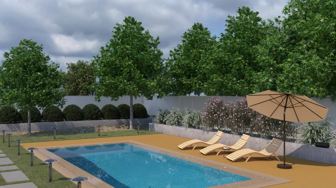 Beispielhafte Verlegung für den Artikel 5293 von WARCO - Dalle plage de piscine, Farbton Jaune Citron in der Abmessung 500 x 500 x 30 mm.