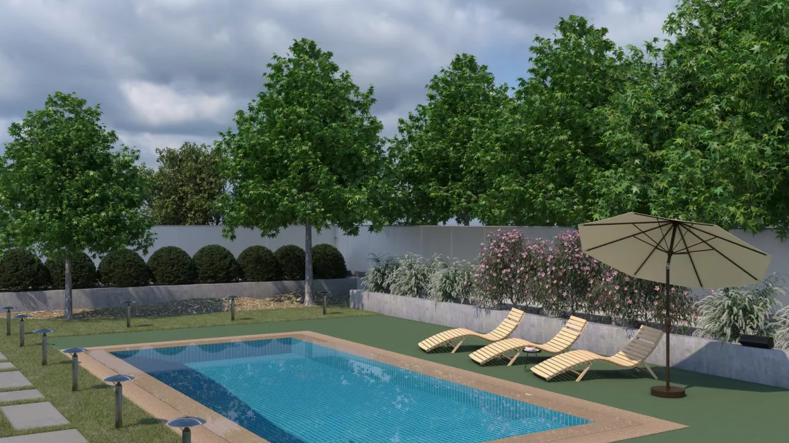 Beispielhafte Verlegung für den Artikel 5299 von WARCO - Dalle plage de piscine, Farbton Vert pâle in der Abmessung 500 x 500 x 30 mm.