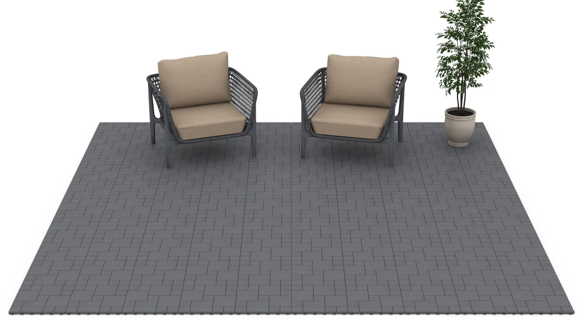 Beispielhafte Verlegung für den Artikel 6330 von WARCO - Motif bloc – Dalle clipsable, Farbton Gris argent in der Abmessung 38,5 x 38,5 x 2 cm.