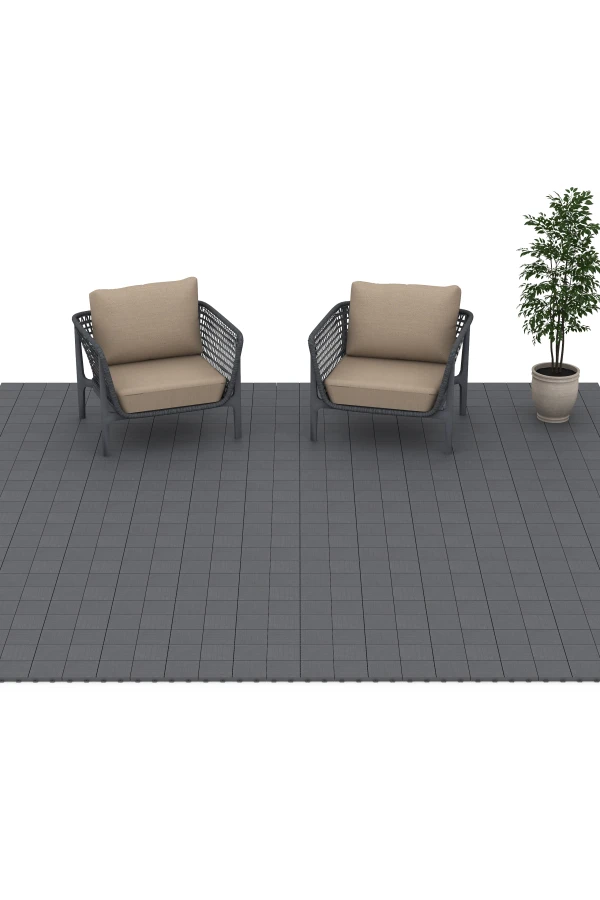 Beispielhafte Verlegung für den Artikel 6349 von WARCO - Mosaïque – Dalle clipsable, Farbton Gris argent in der Abmessung 30 x 30 x 2 cm.