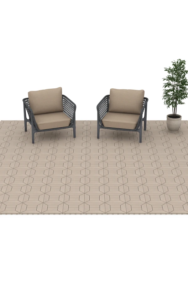 Beispielhafte Verlegung für den Artikel 6350 von WARCO - Motif à caissons – Dalle clipsable, Farbton Vanille in der Abmessung 30 x 30 x 2 cm.