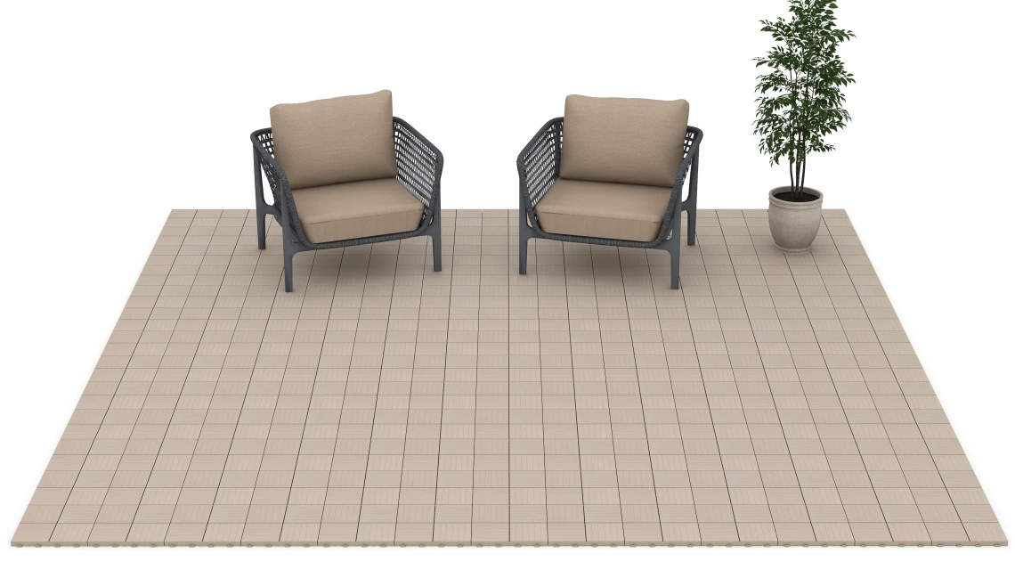 Beispielhafte Verlegung für den Artikel 6351 von WARCO - Mosaïque – Dalle clipsable, Farbton Vanille in der Abmessung 30 x 30 x 2 cm.