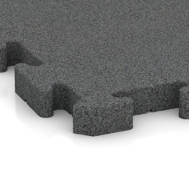 La vue détaillée sur les bords du produit WARCO 3484, Tapis de Protection Fitness HD, au format 1000 x 1000 x 40 mm, en couleur Gris ardoise.