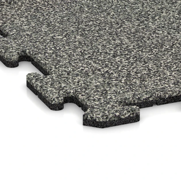 La vue détaillée sur les bords du produit WARCO 0139, Tapis de fitness 18 mm, au format 50 x 50 x 1,8 cm | 0,25 m², en couleur Granit gris.