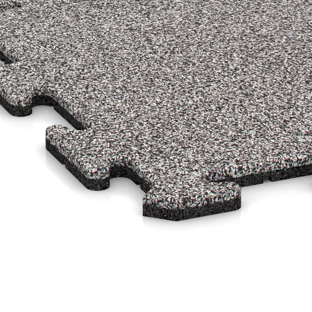 La vue détaillée sur les bords du produit WARCO 4585, Dalle sportive 1,8 cm, au format 500 x 500 x 18 mm, en couleur Gris mélange.