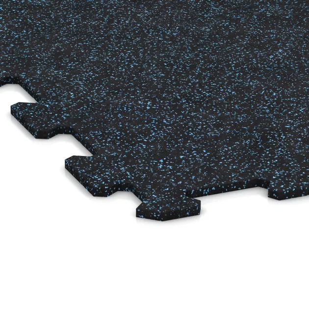 La vue détaillée sur les bords du produit WARCO 1054, Sol de Fitness Compact, au format 970 x 970 x 8 mm, en couleur Bleu doux moucheté.