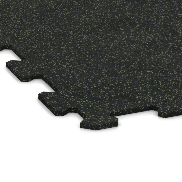 La vue détaillée sur les bords du produit WARCO 1058, Sol de Fitness Compact, au format 970 x 970 x 8 mm, en couleur Vert doux moucheté.