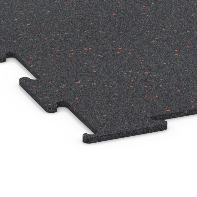 La vue détaillée sur les bords du produit WARCO 6450, Sol de Fitness Compact, au format 100 × 100 × 0,8 cm, en couleur Rouge doux moucheté.