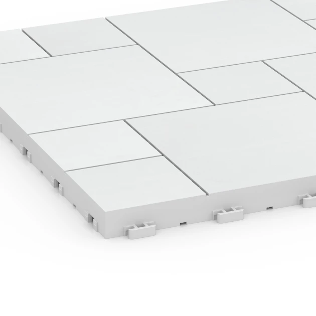 La vue détaillée sur les bords du produit WARCO 6333, Motif bloc – Dalle clipsable, au format 38,5 x 38,5 x 2 cm, en couleur Craie.