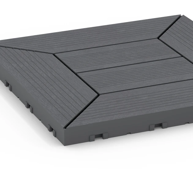 La vue détaillée sur les bords du produit WARCO 6348, Motif à caissons – Dalle clipsable, au format 30 x 30 x 2 cm, en couleur Gris argent.