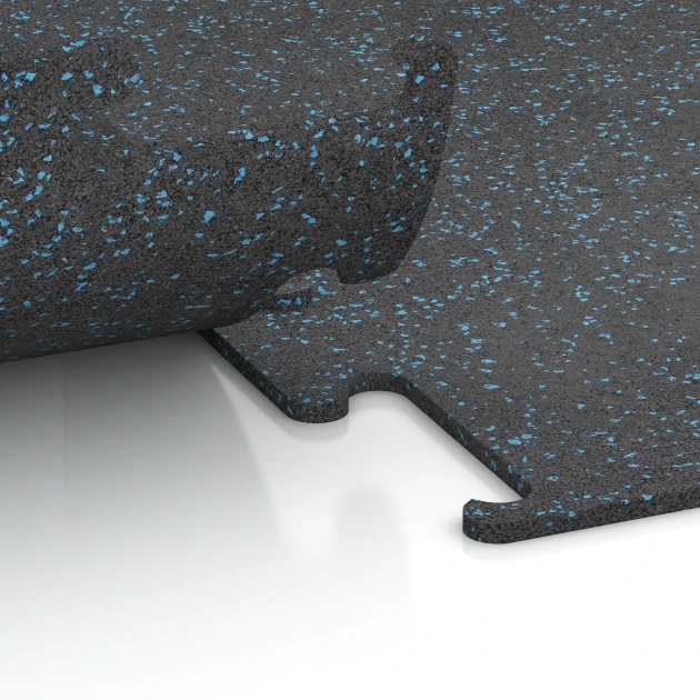 La vue détaillée sur les bords du produit WARCO 3766, Fitness Performance Elite Revêtement Sportif, au format 50 x 50 x 1 cm | 0,25 m², en couleur Bleu doux moucheté.