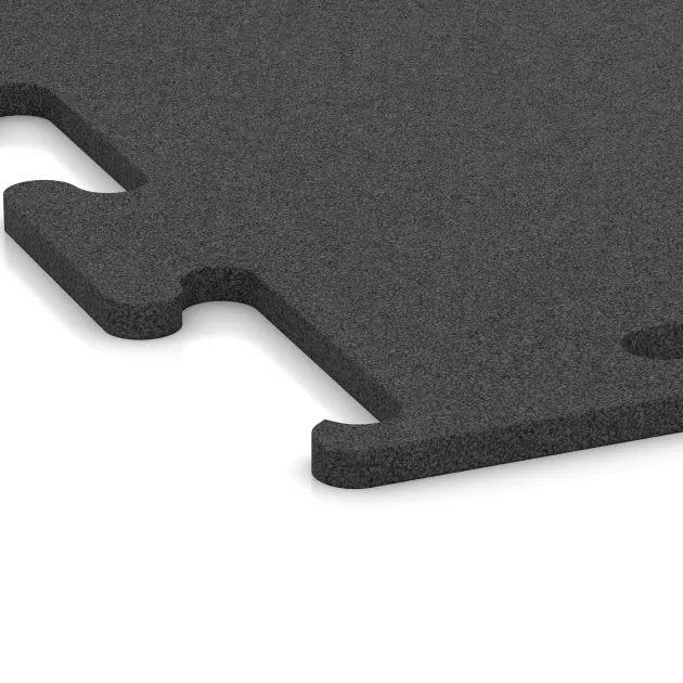 La vue détaillée sur les bords du produit WARCO 3750, Revêtement sportif Fitness Performance Elite, au format 500 x 500 x 15 mm, en couleur Anthracite.