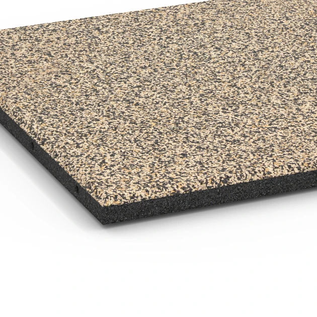 La vue détaillée sur les bords du produit WARCO 6419, Dalle amortissante – 90 cm, au format 50 x 50 x 3 cm, en couleur Travertin.