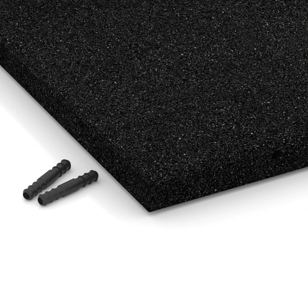 La vue détaillée sur les bords du produit WARCO 6169, Dalles amortissantes, au format 50 x 50 x 4 cm, en couleur Anthracite.