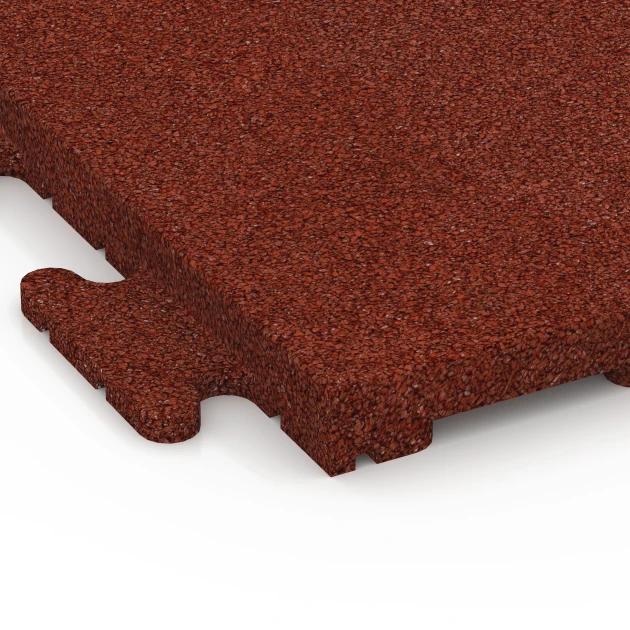 La vue détaillée sur les bords du produit WARCO 6976, Dalle de sol fitness Classic, au format 50 x 50 x 3 cm | 0,25 m², en couleur Rouge brique.
