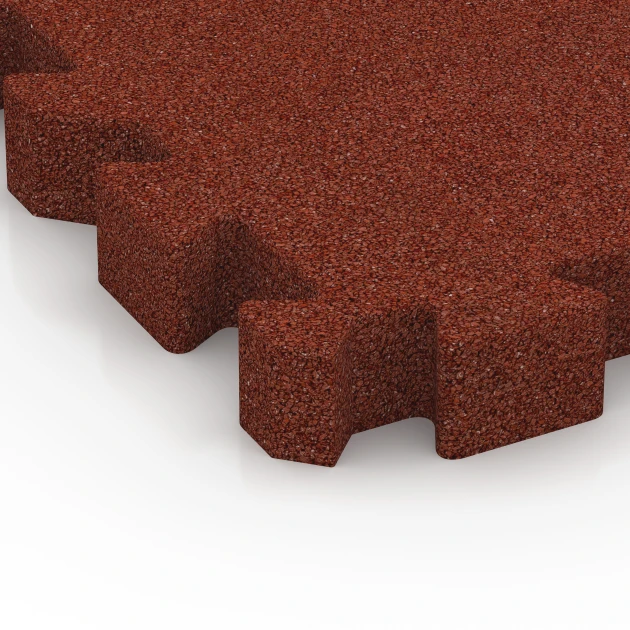 La vue détaillée sur les bords du produit WARCO 6406, Dalle amortissante – 220 cm, au format 50 x 50 x 6 cm | 0,25 m², en couleur Rouge brique.