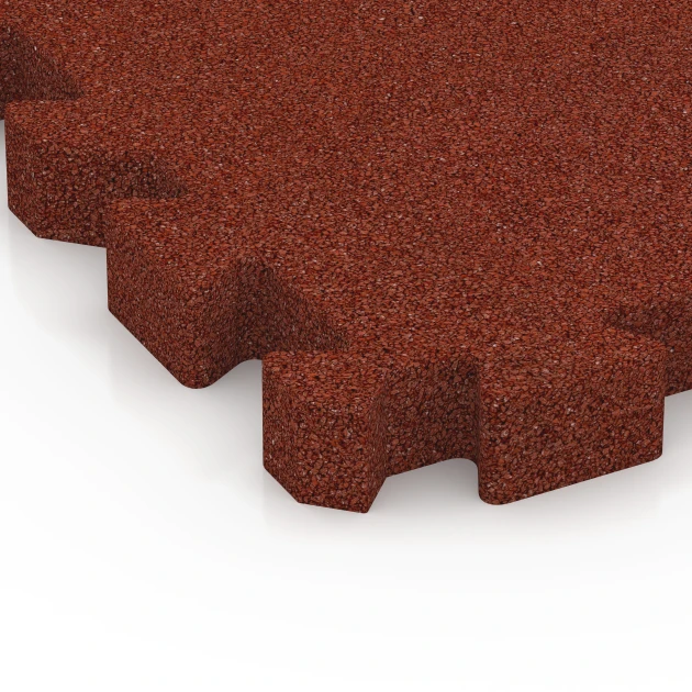 La vue détaillée sur les bords du produit WARCO 6402, Dalle amortissante – 190 cm, au format 50 x 50 x 5 cm | 0,25 m², en couleur Rouge brique.