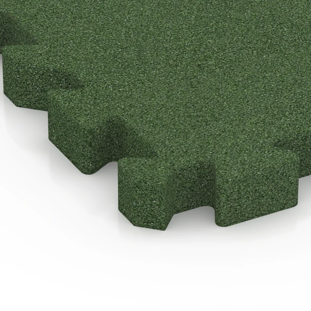 La vue détaillée sur les bords du produit WARCO 6307, Dalle amortissante à emboîtement puzzle, au format 50 x 50 x 5 cm | 0,25 m², en couleur Vert herbe.
