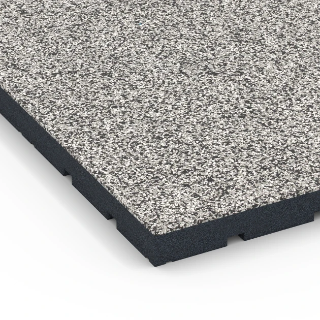 La vue détaillée sur les bords du produit WARCO 7142, Revêtement sportif extérieur, au format 60 x 60 x 4 cm | 0,36 m², en couleur Granit gris.