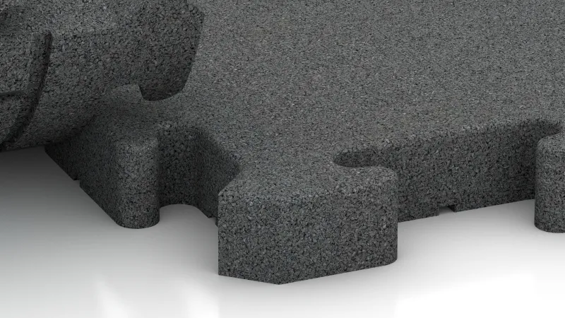 Assemblage puzzle avec chanfrein légèrement arrondi