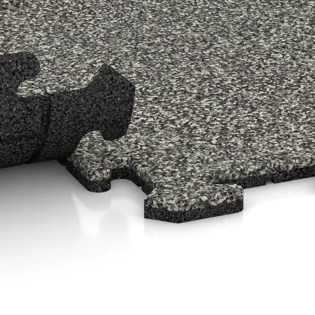 Le gros plan sur le système de connexion des revêtements de sol WARCO 5672 - Revêtement de sol clipsable Indoor en couleur Granit classique. Les dimensions 500 x 500 x 18 mm.