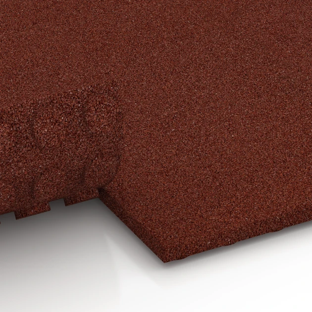 Le gros plan sur le système de connexion des revêtements de sol WARCO 6645 - Stallplatte en couleur Rouge brique. Les dimensions 100 x 50 x 3 cm.