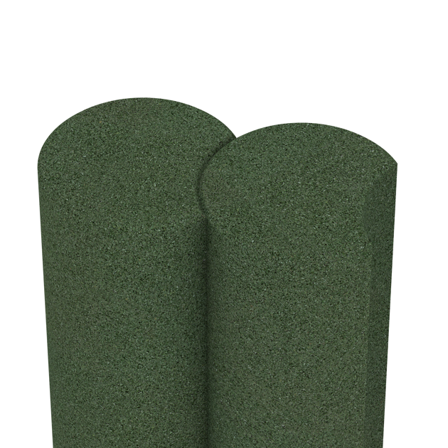 Le gros plan sur le système de connexion des revêtements de sol WARCO 2564 - Palissade en caoutchouc en couleur Vert gazon. Les dimensions ø 250 x 800 mm.
