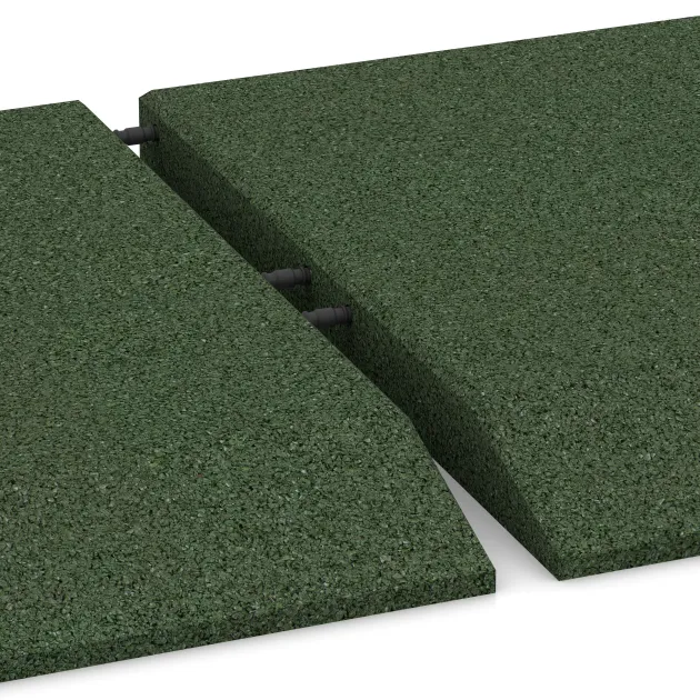 Le gros plan sur le système de connexion des revêtements de sol WARCO 0434 - Dalle latérale (un côté biseauté) en couleur Vert gazon. Les dimensions 500 x 500 x 45 mm.