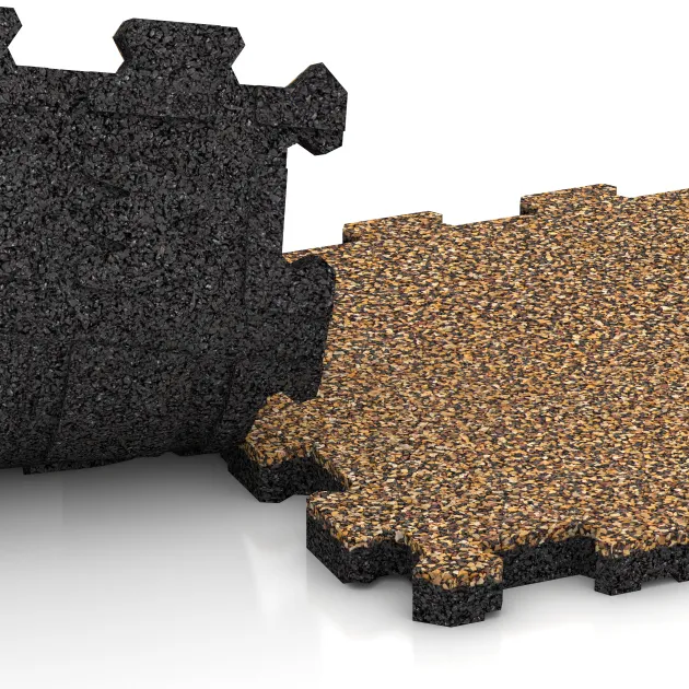 Le gros plan sur le système de connexion des revêtements de sol WARCO 5435 - Carreau d’escalier en couleur Maroc. Les dimensions 306 x 306 x 20 mm.