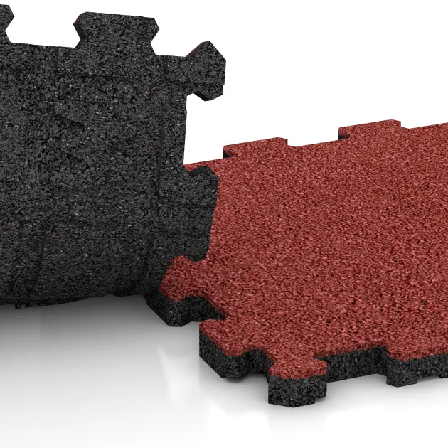 Le gros plan sur le système de connexion des revêtements de sol WARCO 4414 - Dalle plage de piscine sans joints en couleur Rouge corail. Les dimensions 306 x 306 x 20 mm.