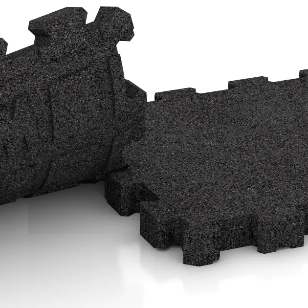 Le gros plan sur le système de connexion des revêtements de sol WARCO 4282 - Revêtement sportif sans joints en couleur Anthracite. Les dimensions 306 x 306 x 30 mm.