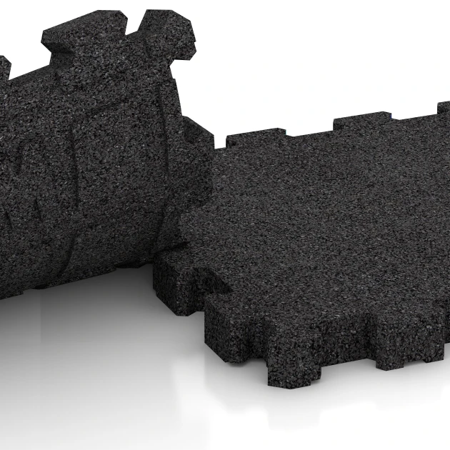 Le gros plan sur le système de connexion des revêtements de sol WARCO 4282 - Revêtement sportif sans joints en couleur Anthracite. Les dimensions 30,6 x 30,6 x 3 cm | 0,094 m².