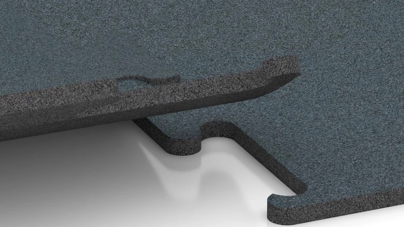 Connexion puzzle découpée sans chanfrein