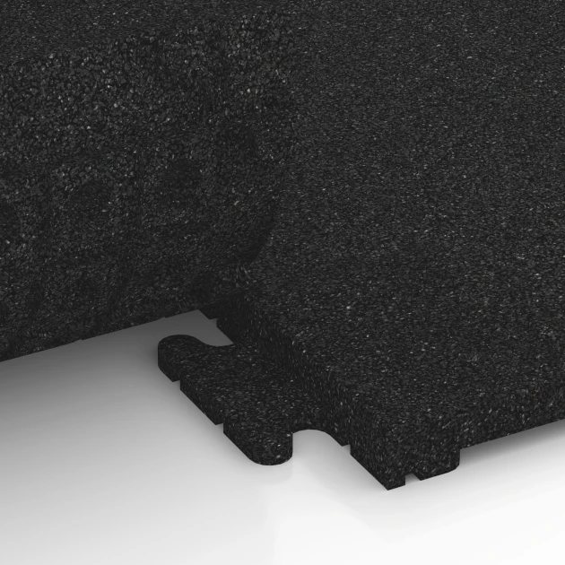 Le gros plan sur le système de connexion des revêtements de sol WARCO 6190 - Dalle de sol fitness Classic en couleur Anthracite. Les dimensions 50 x 50 x 3 cm | 0,25 m².