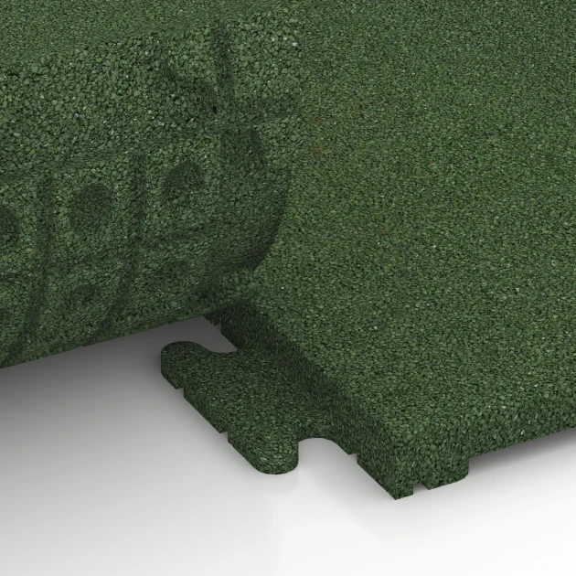 Le gros plan sur le système de connexion des revêtements de sol WARCO 6977 - Dalle de sol fitness Classic en couleur Vert herbe. Les dimensions 50 x 50 x 3 cm | 0,25 m².