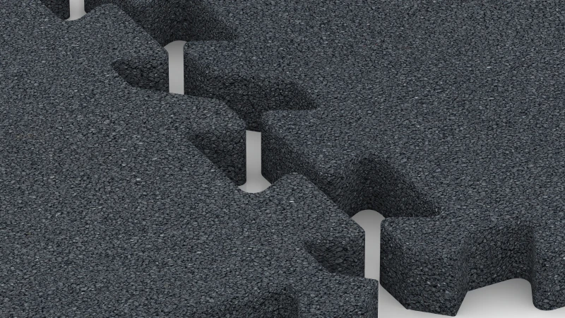 Connexion puzzle avec chanfrein légèrement arrondi