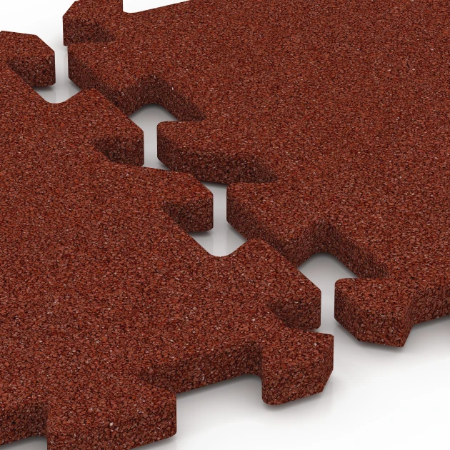 Le gros plan sur le système de connexion des revêtements de sol WARCO 6989 - Dalles de terrain multisport en couleur Rouge brique. Les dimensions 50 x 50 x 3 cm | 0,25 m².