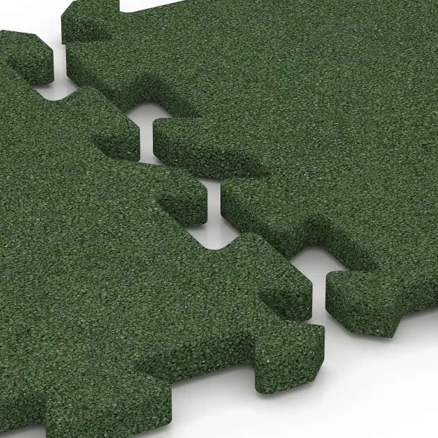 Le gros plan sur le système de connexion des revêtements de sol WARCO 6991 - Dalles de terrain multisport en couleur Vert herbe. Les dimensions 50 x 50 x 3 cm | 0,25 m².