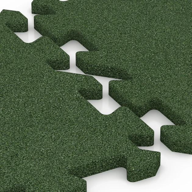 Le gros plan sur le système de connexion des revêtements de sol WARCO 6985 - Dalle de sol fitness en couleur Vert herbe. Les dimensions 50 x 50 x 2 cm | 0,25 m².