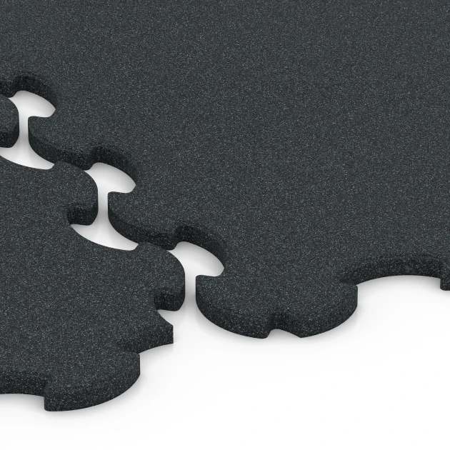 Le gros plan sur le système de connexion des revêtements de sol WARCO 6377 - Tapis de protection de sol fitness en couleur Anthracite. Les dimensions 102,5 x 102,5 x 2 cm | 1,05 m².