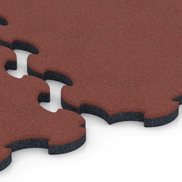 Le gros plan sur le système de connexion des revêtements de sol WARCO 6392 - Stallmatte Puzzle en couleur Rouge brique. Les dimensions 102,5 x 102,5 x 3 cm | 1,05 m².