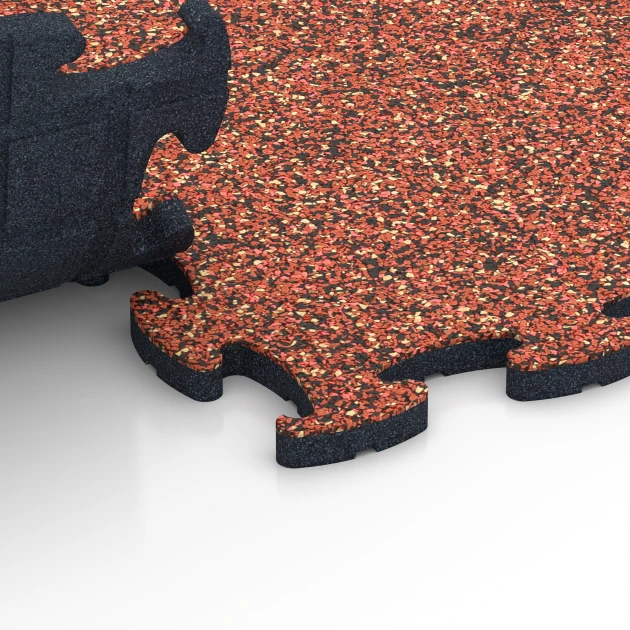Le gros plan sur le système de connexion des revêtements de sol WARCO 6899 - Sol agility intérieur chien en couleur Etna. Les dimensions 44,6 x 44,6 x 1,8 cm.